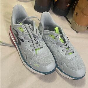 Light Gray Athletic Sneakers with Lime Accents for Men
